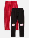 Meow Red black Pack of 2 Leggings