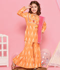 Yellow Ikat Gota Details Kurti Sharara Set