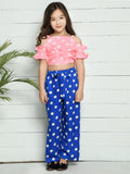 Pink Blue Polka Palazzo Set