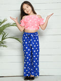 Pink Blue Polka Palazzo Set