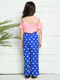 Pink Blue Polka Palazzo Set