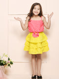 Pink Yellow Chandelier Top with Layered Skirt Set