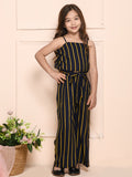 Black Yellow Striped Coordinated Pant Set