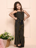 Black Yellow Striped Coordinated Pant Set