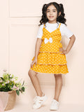Yellow White Pinafore Attached Dress