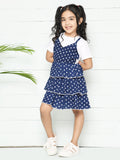 Blue White Pinafore Attached Dress
