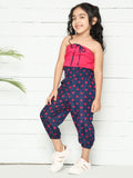 Pink Navy Tube Top with Jogger Pant Set