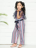 Navy Pink Striped Designer Jumpsuit