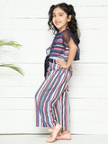 Navy Pink Striped Designer Jumpsuit