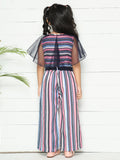 Navy Pink Striped Designer Jumpsuit
