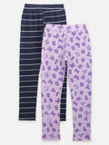 Lavender Navy Blue Stripe Leggings - Pack of 2