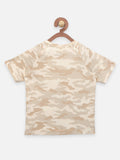 Green Beige Army Print T-shirt - Pack of 2
