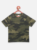 Green Grey Army Melange Print T-shirt - Pack of 2