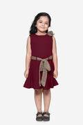 Maroon Partywear Dress With Golden Detailing