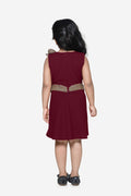 Maroon Partywear Dress With Golden Detailing