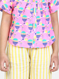 Pink Yellow Balloon Print Clothing Set
