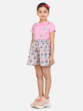 Pink Grey Funky Dungaree Skirt Set