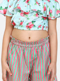 Green Pink Fashionable Shorts Set