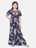Navy Floral Flared Pant Clothing Set
