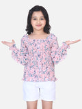 Powder Pink Floral Smocking Top