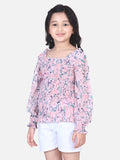 Powder Pink Floral Smocking Top