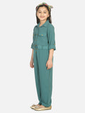 Dark Green Golden Button Formal Jumpsuit