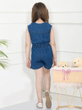 Blue Denim Washed Short Jumpsuit
