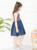 Blue Denim Smocking Fit And Flare Dress