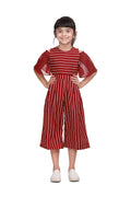 Maroon Striped Flared Jumpsuit