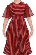 Maroon Striped Flared Jumpsuit