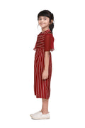 Maroon Striped Flared Jumpsuit