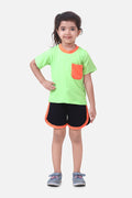Neon Orange Tshirt With Short Lounge Set