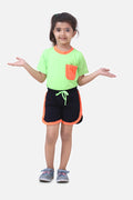 Neon Orange Tshirt With Short Lounge Set