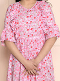 Pink Floral Ruffled Dress