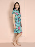 Shirt Collar Floral Fit n Flare Dress