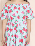 Watermelon Print Off Shoulder Dress