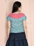 Green Peter Pan Collar Floral Top