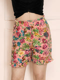 Peach Floral Print Shorts
