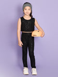 Black Embossed Top with Legging Set