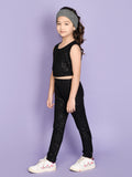 Black Embossed Top with Legging Set