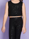 Black Embossed Top with Legging Set
