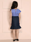 Lavender Sleeveless Top with Button Down Denim Skirt Set