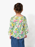 Multi Floral Print Pompom Lace Poncho Top