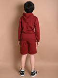 Solid Plain Hooded Sweatshirt with Shorts Set