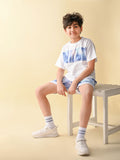 Graphics Printed T-shirt with Drawstring Shorts Set