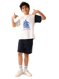 Boat Printed T-shirt with Drawstring Short Set