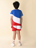 Colorblock Solid T-shirt with Shorts Set