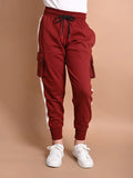 Solid Plain Cargo Drawstring Joggers