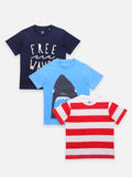 Shark Waves Printed Summer Cool Tshirts Set of 3
