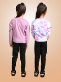 Tie Dye Printed & Solid Crop Knot Tops with Leggings Set